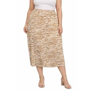 Ava & Viv Zebra Print Plus Midi Skirt 1X Indie Streetwear Dopamine Side Slit